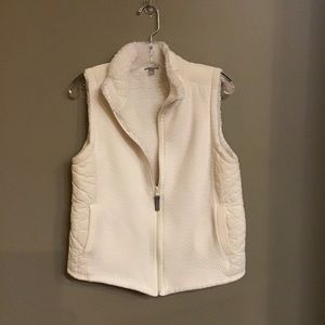 Talbots, Sz M, winter white vest, knit and quilted